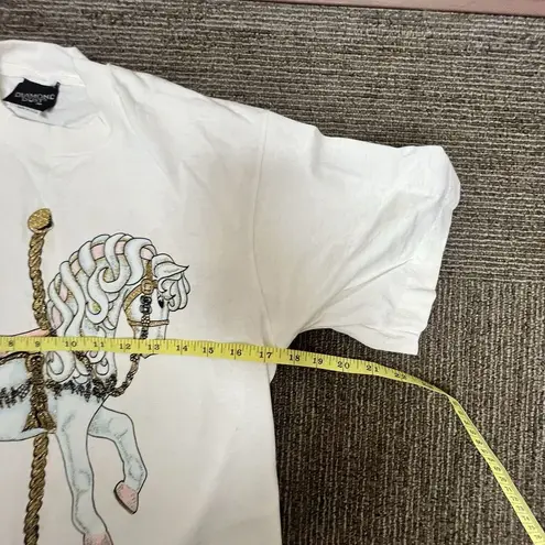 Vintage 1990 Single Stitch DIAMOND DUST Native Horse Carousel T Shirt Medium EUC White