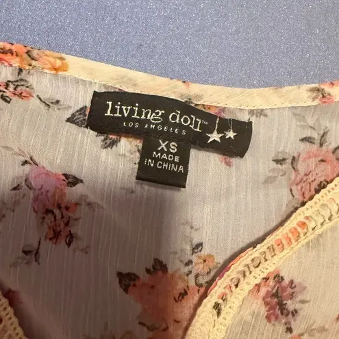 Living Doll Pink and Cream Ruffled Blouse