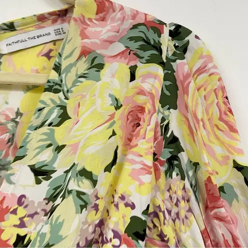 Faithfull the Brand Yellow Pink Floral Romper Womens 2 Puff Short Sleeve Ana