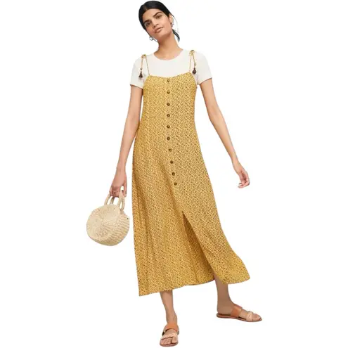 Faithfull the Brand x Anthro Raquel Yellow Floral Button Front Midi Dress 2