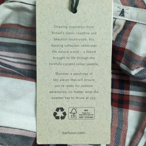 Barbour Bethwin Shirt Cloud Check Herringbone Plaid Button Front 6 New