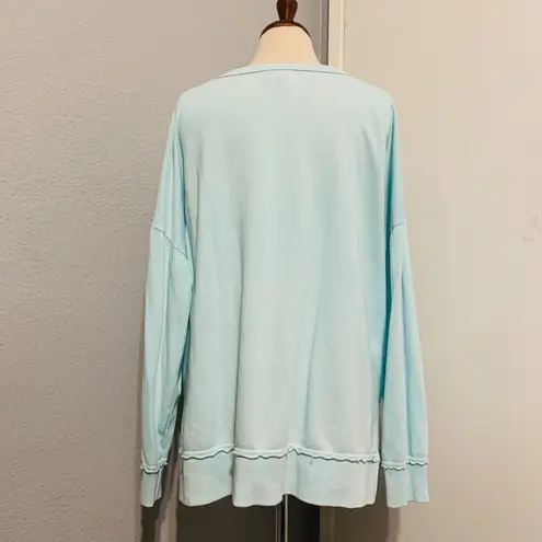 Buffalo David Bitton Women Light Blue Crew Neck Long Sleeve Shirt Size L Relaxed