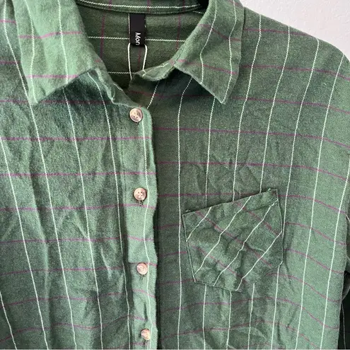 MORNING Green Plaid Flannel Button Up Shirt Medium/Large NWT