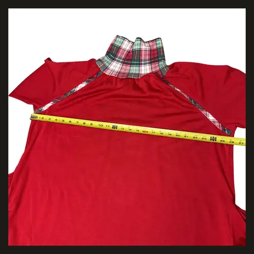 Jaclyn Intimates Intimate Appeal Red Plaid Trim Turtleneck Long Nightgown Dress L Petite NWOT New