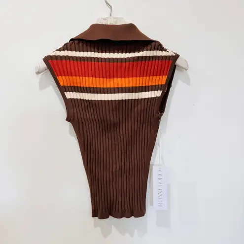 Torn By Ronny Kobo Ronny Kobo Brown Striped Knit Top NEW