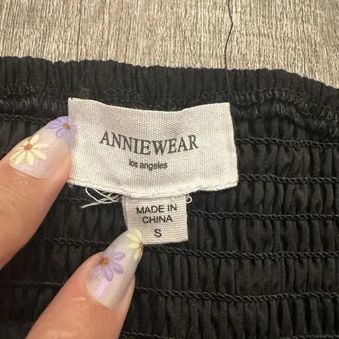 AnnieWear Los Angeles Black Smocked Tiered Dress Size S Small Sleeveless Boho