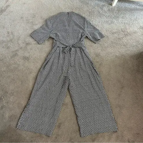 LK Bennett L.K.Bennet London Lorenna Silk Black / White Printed Jumpsuit Size 12