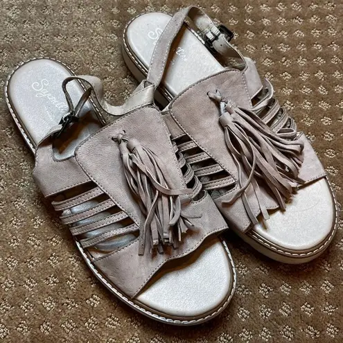 Seychelles BEIGE FRINGE SANDAL TASSEL COUNTRY WESTERN SZ 10 LEATHER BOHO COMFORT