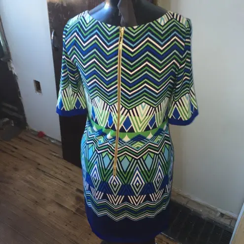 Eliza J chevron size 8 royalcore elegant sheath dress