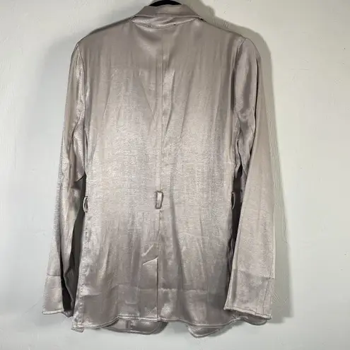 Anthropologie NWT  Current Air Elerie Blazer Jacket Metallic Silver Size M