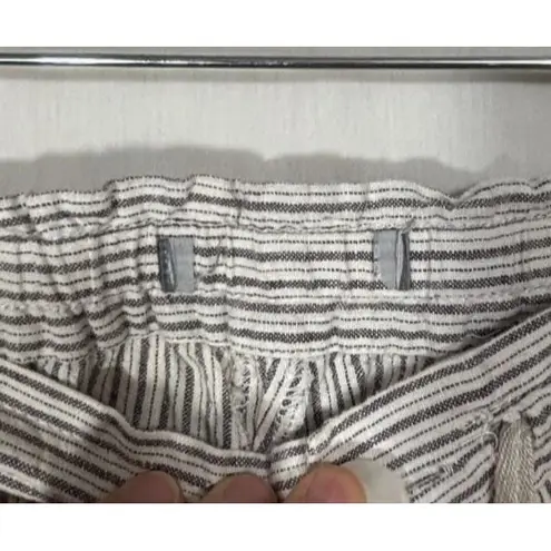 Linen Blend Striped Pants Womens XXL Drawstring Waist Coastal Beachy Boho Casual