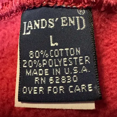 Vintage Lands’ End Deer Nature Crewneck Sweatshirt Cotton Blend L 90s Outdoors Pink Size L