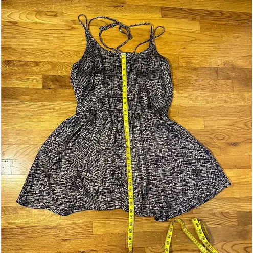 Cecico Womens Large Purple Beige Printed Silky Spaghetti Strap Button Mini Dress