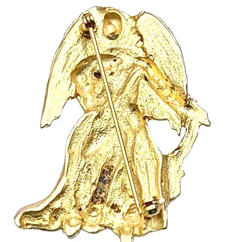 Vintage Hark the Harold Angel Brooch Pin Brushed Gold Tone Sparkle Glitter Wings