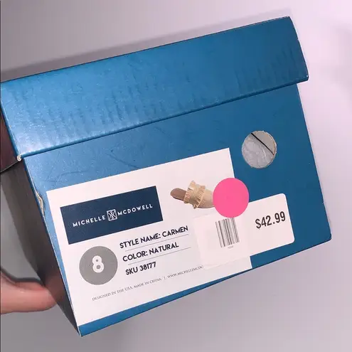 Michelle McDowell Carmen Natural Tan Woven Raffia Gold Mules Slip On Fringe 8