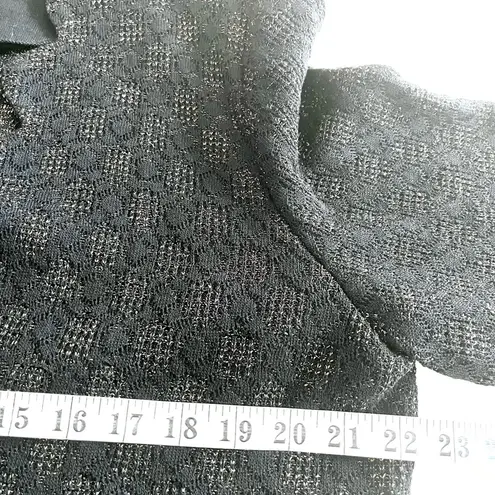 Ming Wang Sapphire scalloped edge gold thread knit cardigan sweater jacket L