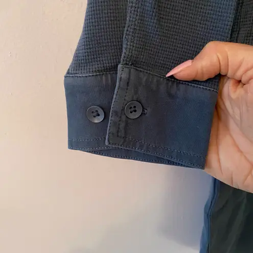 The Normal Brand Blue Henley Thermal Long Sleeve Shirt Dress Women's size XS