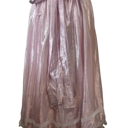 Gunne Sax Vintage 80's Bo Peep Pink Satin Southern Belle Prom Dress Size 11
