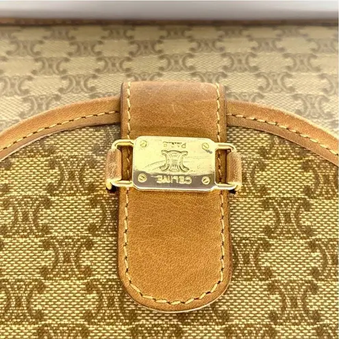 CELINE • Vintage Macadam Triomphe canvas and leather shoulder bag