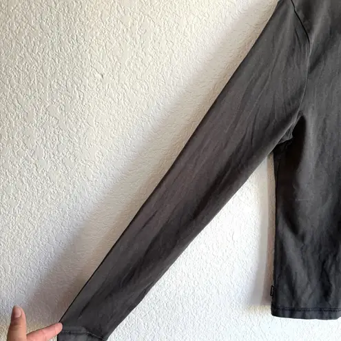 Desigual Womens Shirt Tee Gray Washed Black Love Bling Long Sleeve Size Large