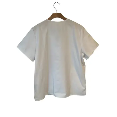 ADAR Universal Smock Scrub Top Unisex Size XL White Snap Front Short Sleeve NWT