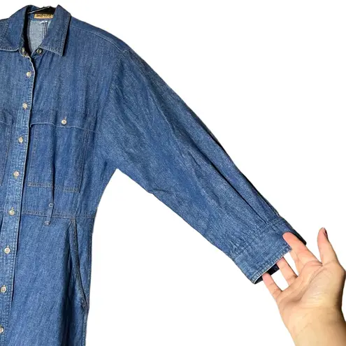 Ruff Hewn Ruff Hewn Vintage Denim Blue Long Sleeve Button Down Maxi Dress Size 8