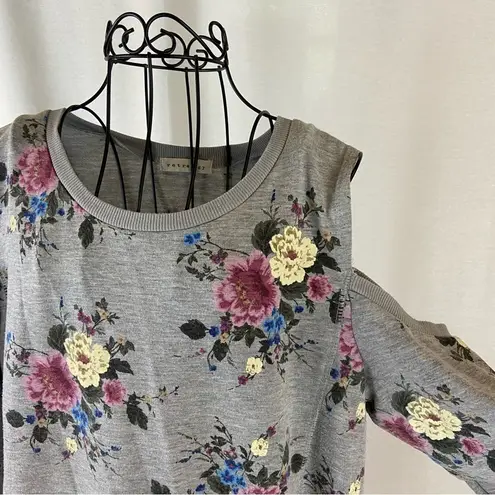 Retrology Gray Floral Cold Shoulder Sweatshirt Women’s Size Large