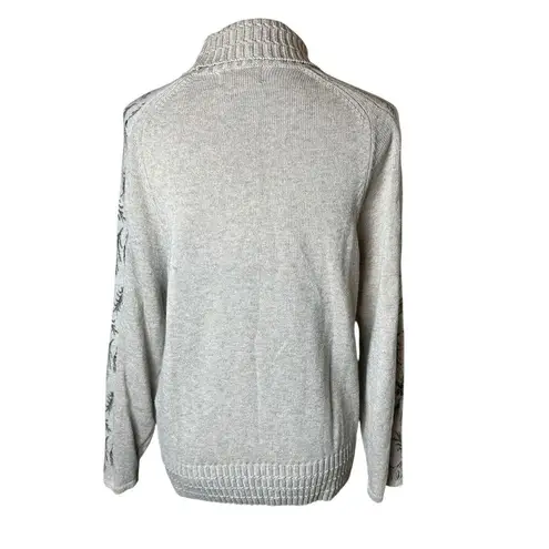 Woolrich Women's Turtleneck Sweater Large | Embroidered Khaki Pinecone Cozy Knit