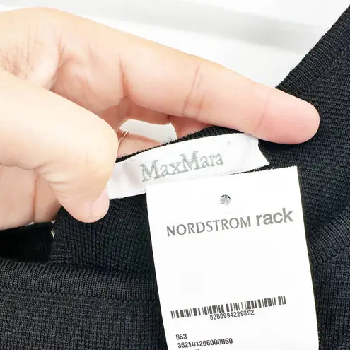 Max Mara Onagro Black Wool Blend Midi Dress Size S FLAW