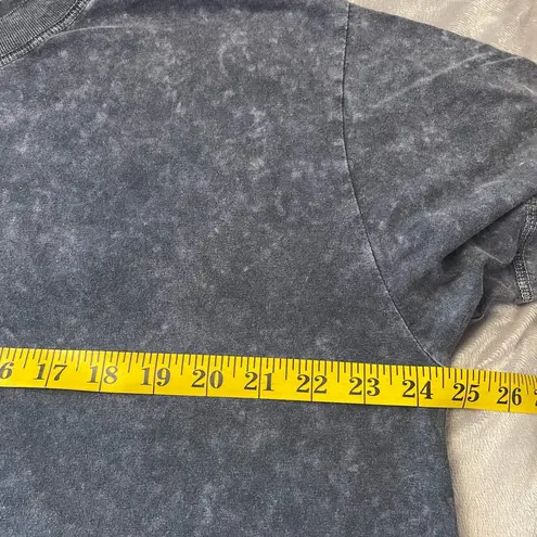 Free People Gray Acid Relaxed Fit Short Sleeve Tee with Crew Neck Blue