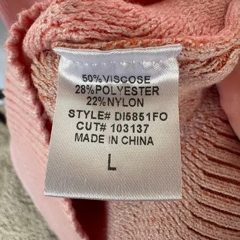 Fore Pink Ribbed Bodycon Midi Sweater Dress Stretch Sexy Mockneck Large