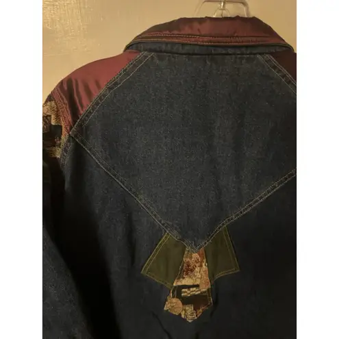 Blair Vintage 90's Patchwork Denim Jacket XL Southwestern Tapestry Western Coat - Image 15