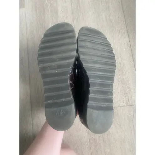 Donald Pliner Chocolate Brown Croc Patent Leather Italian Slip On Loafers Size 7