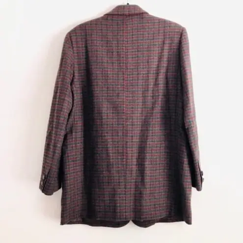 Eddie Bauer  Jacket LP Boyfriend Long Blazer Plaid Wool Vintage Petite Brown Fall