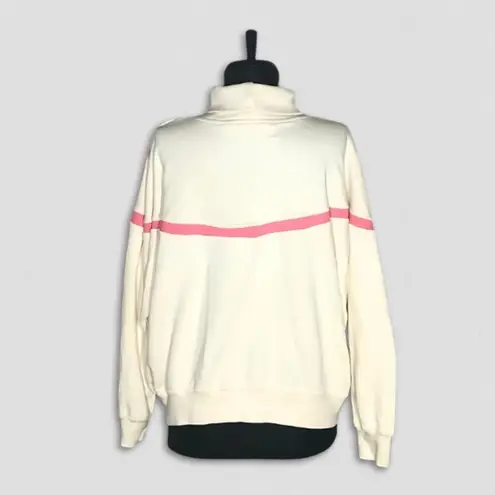 Anchor Blue Vintage 90s Turtleneck Sweatshirt Paisley-Style Accents Cream/Pink M