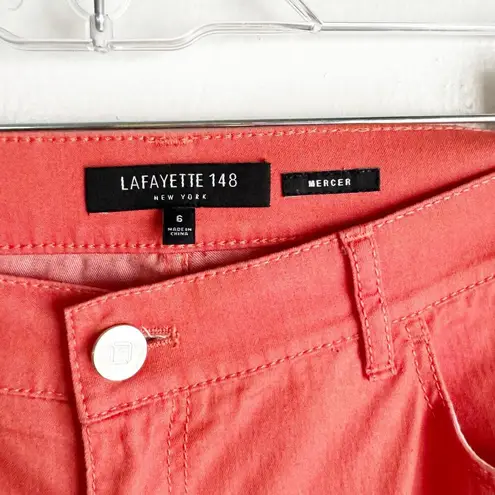 Lafayette 148  New York Orange Mercer Skinny Ankle Pants Slacks Peach Rose Size 6