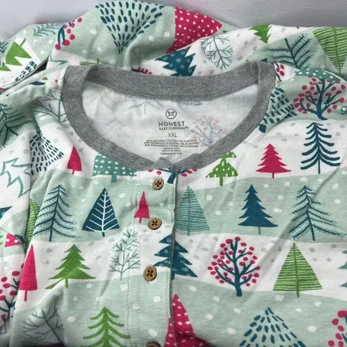 HonestBaby Organic Cotton Holiday Feelin' Pine Jammies Pajamas XXLarge White Size XXL