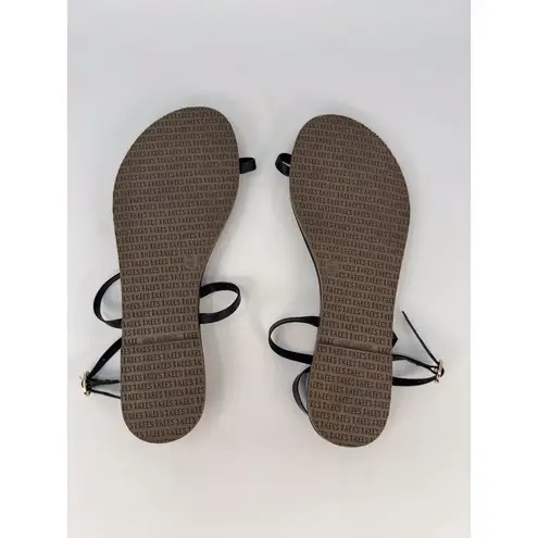 Tkees Phoebe Womens Sandals Black Leather Crossover Strap Flat Comfort US 9