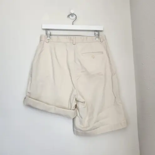 Vintage 90s L.L. Bean Beige Khaki High Rise Original Fit Roomy Shorts Size 10 Tan