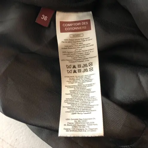 Comptoir Des Cotonniers Shift Dress Goat Leather Lambskin Sleeveless Black 36