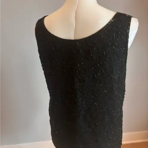 Vintage beaded Black Sleeveless Top