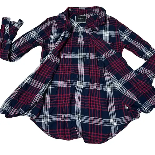 Rails Shirt Button Up Top Blouse Burgundy Plaid Western Boho Fleece