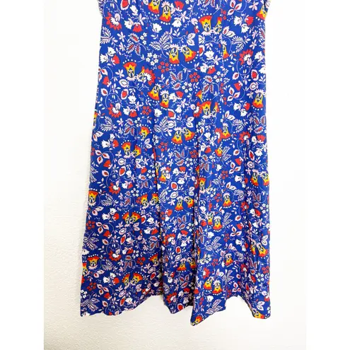 Boden Sabina Midi Dress Size 12R Blue Floral Aline Sleeveless Preppy Cocktail