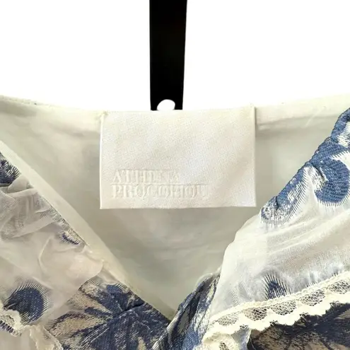 Athena Procopiou Size 2 French Fairytale Ruffle Wrap Dress Blue White Floral