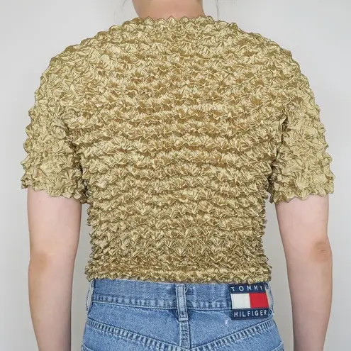 Vintage 90s Champagne Gold Bubble Popcorn Shirt Size M