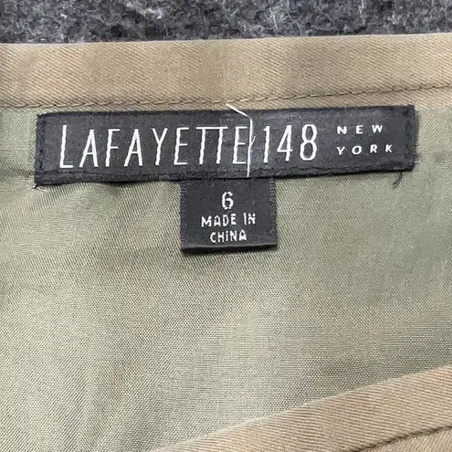 Lafayette 148 Dark Olive Green Cotton Pencil Skirt Zipper Accents Size 6 Small S Brown