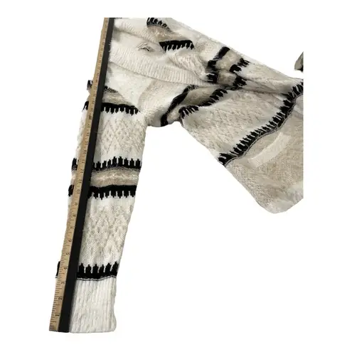 G.H. Bass & Co Size S Sweater Black, Tan and Cream Snap Cardigan Cowl Neck White