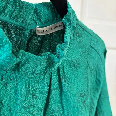 Ulla Johnson Emilia Dress in Turquoise Size 0 Textured Mock Neck Mini Dress