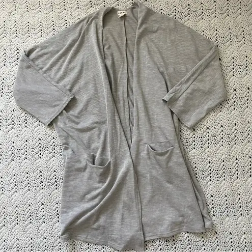 Donni Anthropologie Ribbed Stripe Open Front Longline Cardigan Gray comfy lounge White Size undefined