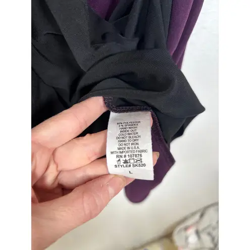Sun Kim Women's Tunic Dress Size L Purple Black 3/4 Sleeve Pockets USA Made Size L